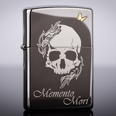 Зажигалка Zippo 150 Black Ice с гравировкой Memento Mori